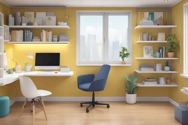 student room with desk