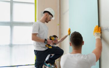 group of people working in a wall