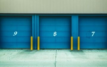 storage units with blue gate