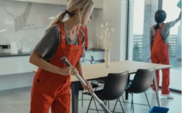 woman cleaning the floor