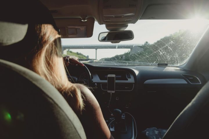 woman driving a car