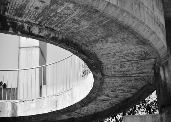 Black and white round shaped bridge