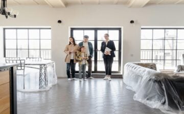 family is viewing a home