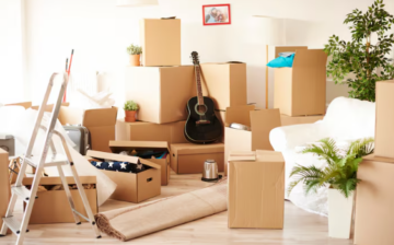 packed moving boxes in a room